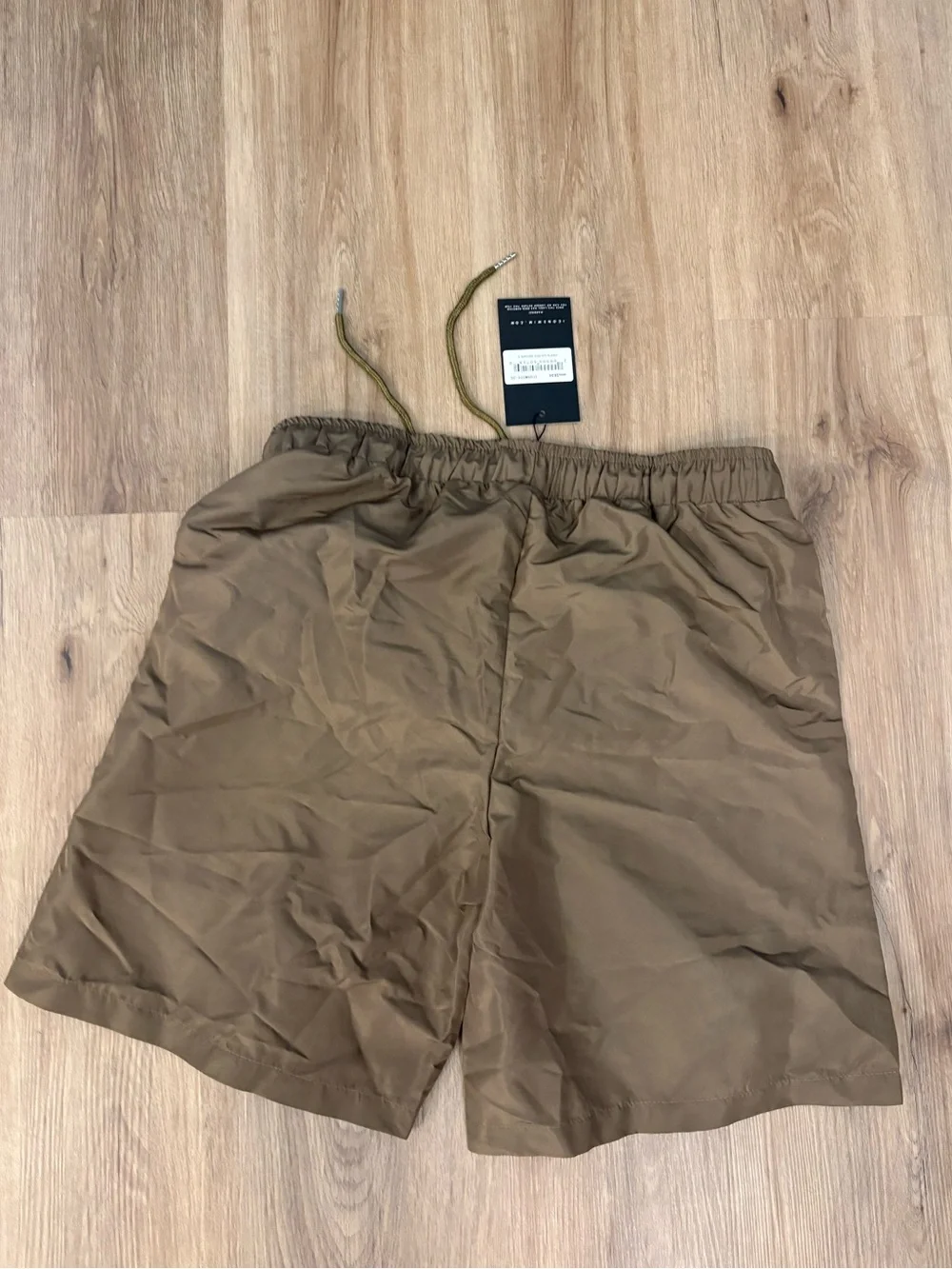Men's Brown Elastic-Waist Swim Trunks